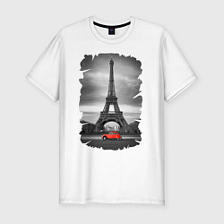 Мужская slim-футболка Эйфелева башня