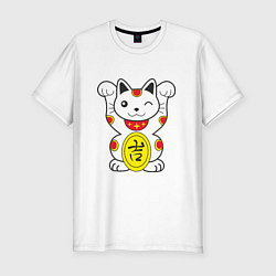Мужская slim-футболка Японский котик