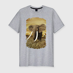 Мужская slim-футболка Могучий слон