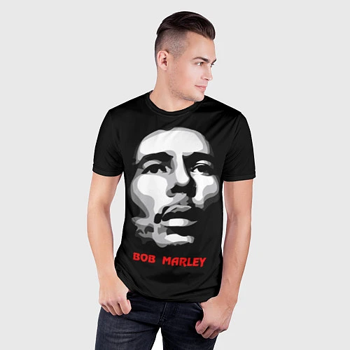 Мужская спорт-футболка Bob Marley Face / 3D-принт – фото 3