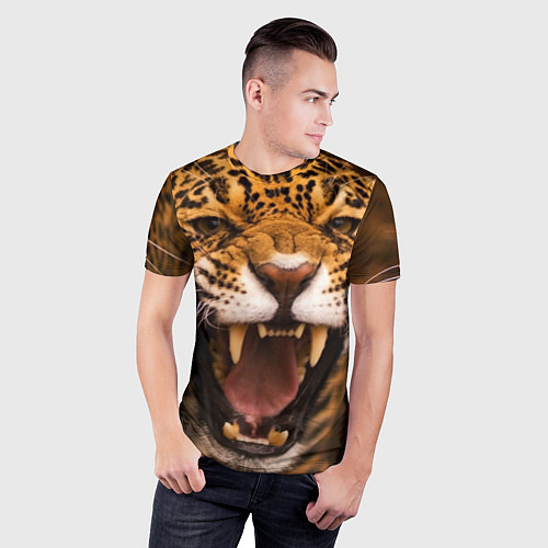 Мужская спорт-футболка Ярость леопарда / 3D-принт – фото 3