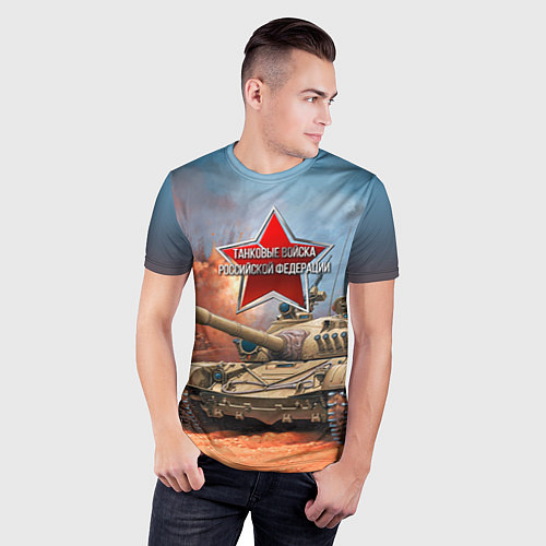 Мужская спорт-футболка Танковые войска РФ / 3D-принт – фото 3