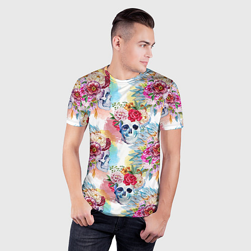 Мужская спорт-футболка Цветы и бабочки 5 / 3D-принт – фото 3