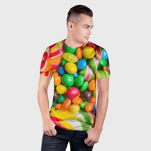 Мужская спорт-футболка Сладкие конфетки / 3D-принт – фото 3