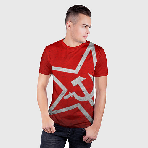 Мужская спорт-футболка Флаг СССР: Серп и Молот / 3D-принт – фото 3