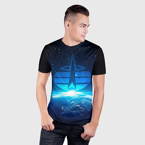Мужская спорт-футболка Космические войска / 3D-принт – фото 3
