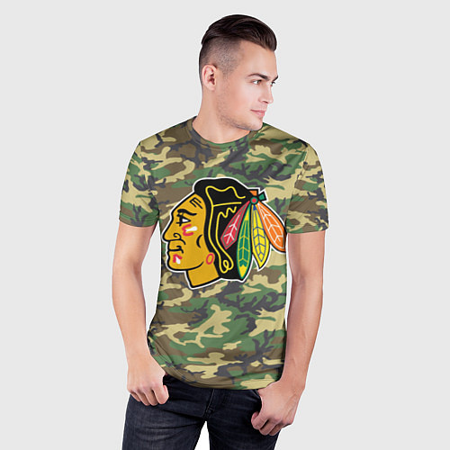 Мужская спорт-футболка Blackhawks Camouflage / 3D-принт – фото 3