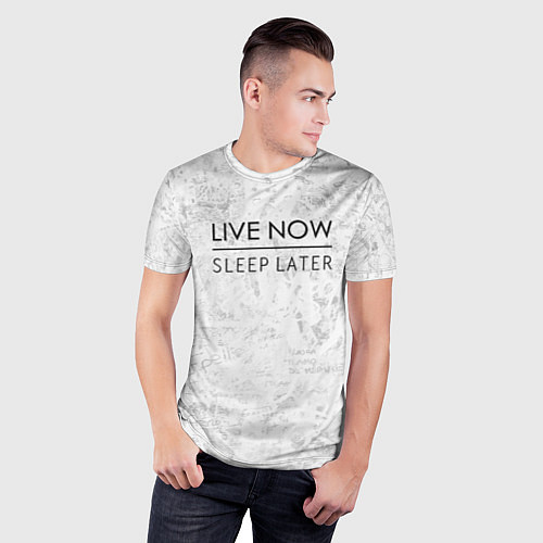 Мужская спорт-футболка Live Now Sleep Later / 3D-принт – фото 3