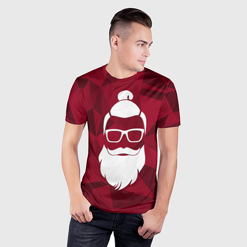 Мужская спорт-футболка Санта хипстер / 3D-принт – фото 3