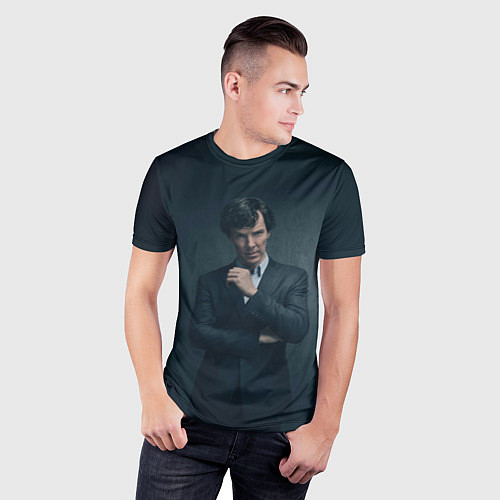 Мужская спорт-футболка Шерлок в костюме / 3D-принт – фото 3