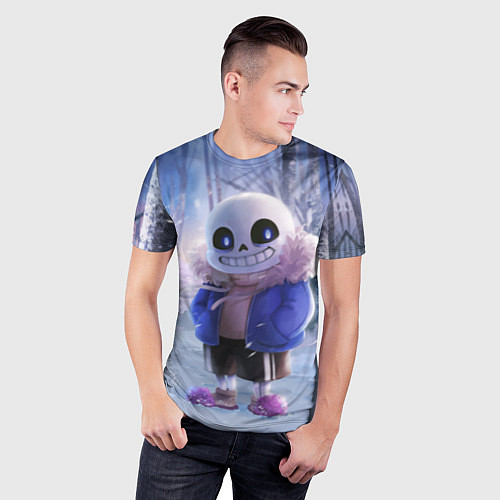 Мужская спорт-футболка Winter forest & Sans / 3D-принт – фото 3