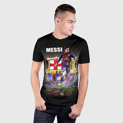 Мужская спорт-футболка Messi FCB / 3D-принт – фото 3