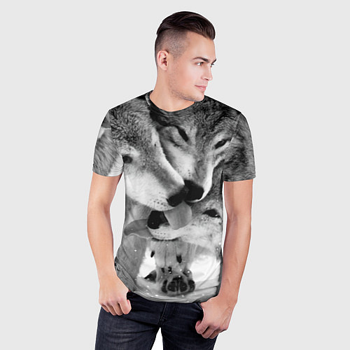 Мужская спорт-футболка Волчья семья / 3D-принт – фото 3