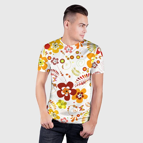 Мужская спорт-футболка Летние цветы / 3D-принт – фото 3
