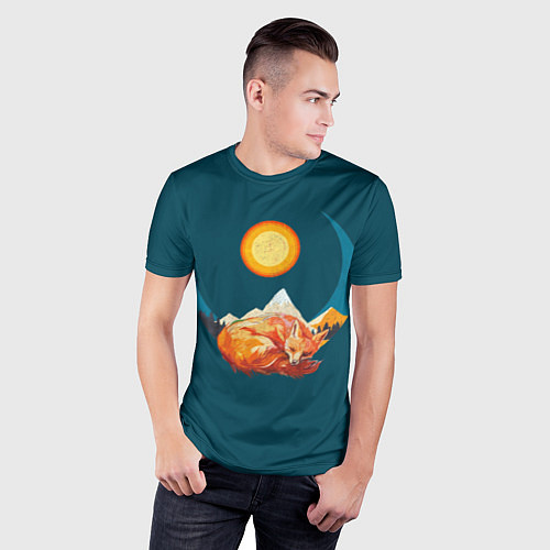 Мужская спорт-футболка Лиса под солнцем / 3D-принт – фото 3