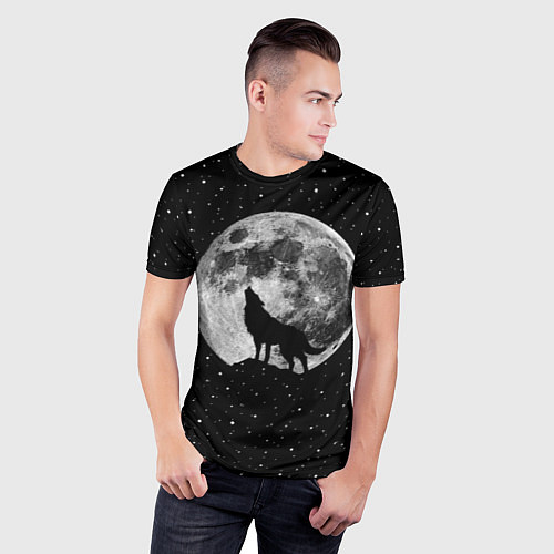 Мужская спорт-футболка Лунный волк / 3D-принт – фото 3