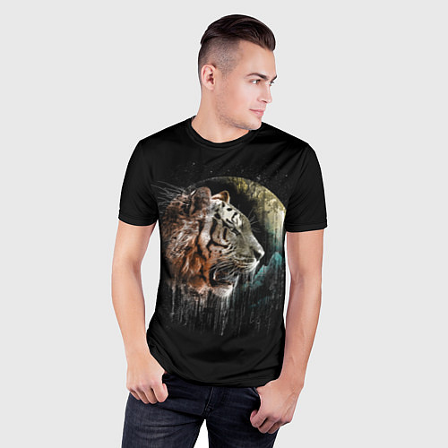 Мужская спорт-футболка Космический тигр / 3D-принт – фото 3