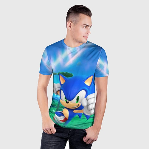 Мужская спорт-футболка Sonic Boom / 3D-принт – фото 3