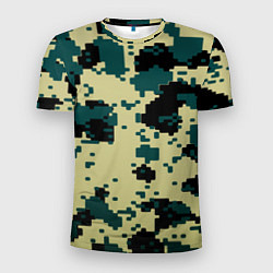 Мужская спорт-футболка Камуфляж пиксельный: зеленый/черный