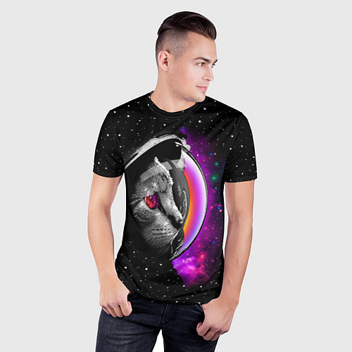 Мужская спорт-футболка Космический кот / 3D-принт – фото 3