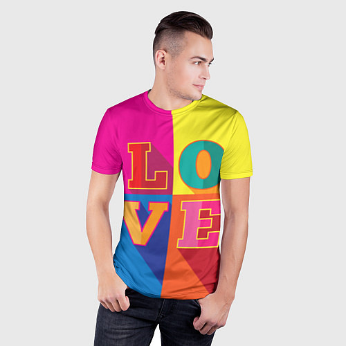 Мужская спорт-футболка Love three-dimensional letters / 3D-принт – фото 3
