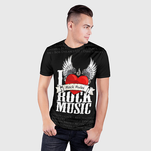 Мужская спорт-футболка I Love Rock Music / 3D-принт – фото 3