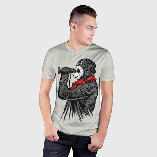 Мужская спорт-футболка Панда танкист / 3D-принт – фото 3