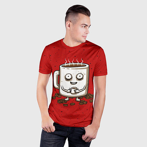 Мужская спорт-футболка Кофейный пьяница / 3D-принт – фото 3