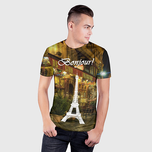 Мужская спорт-футболка Bonjour - Paris / 3D-принт – фото 3