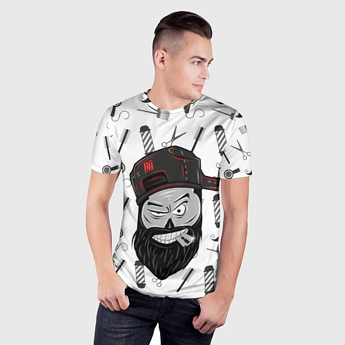Мужская спорт-футболка Барбер Борода / 3D-принт – фото 3