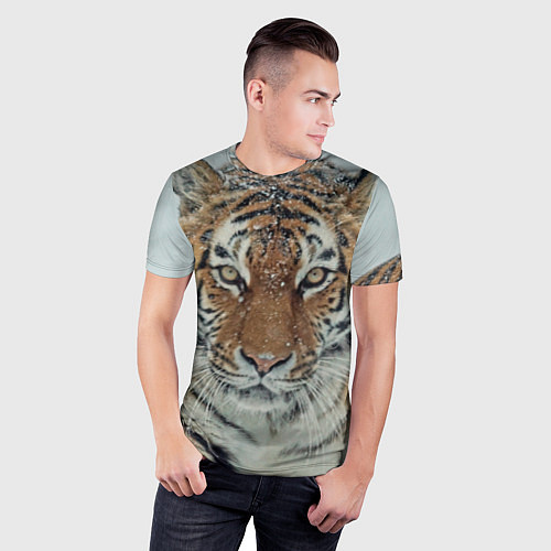 Мужская спорт-футболка Тигр в снегу / 3D-принт – фото 3