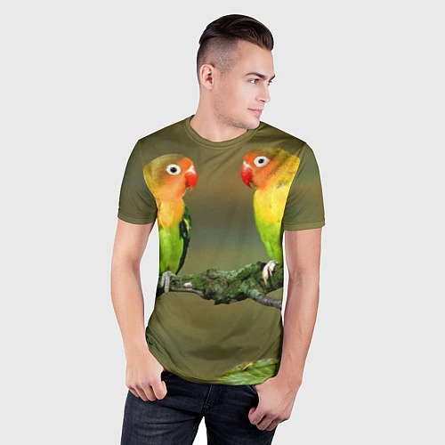 Мужская спорт-футболка Два попугая / 3D-принт – фото 3