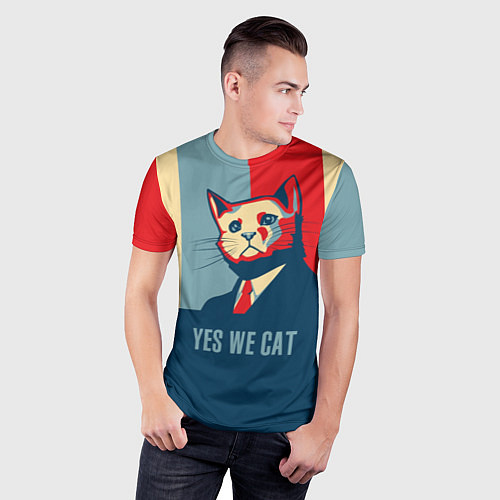 Мужская спорт-футболка Yes we CAT / 3D-принт – фото 3