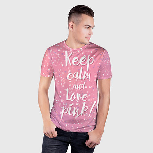 Мужская спорт-футболка Keep Calm & Love Pink / 3D-принт – фото 3