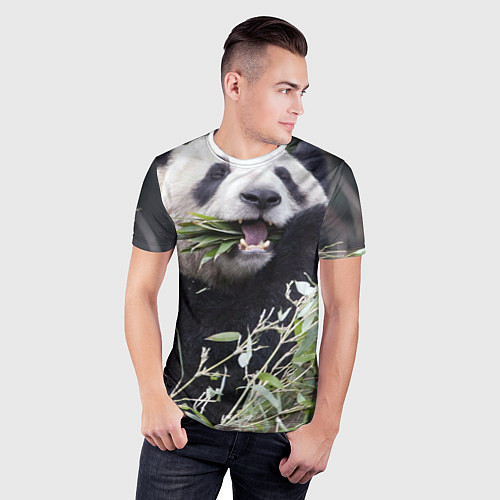 Мужская спорт-футболка Панда кушает / 3D-принт – фото 3