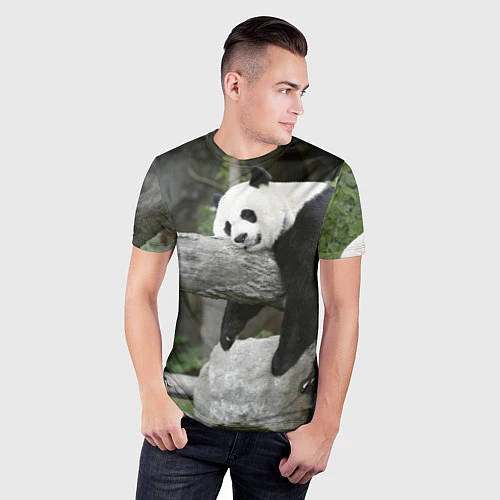 Мужская спорт-футболка Большая уставшая панда / 3D-принт – фото 3