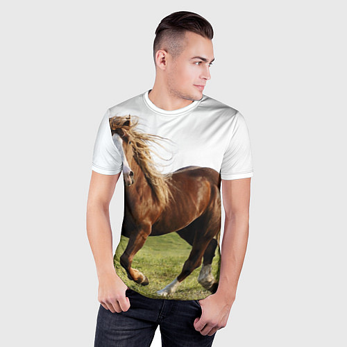 Мужская спорт-футболка Бегущая лошадь / 3D-принт – фото 3