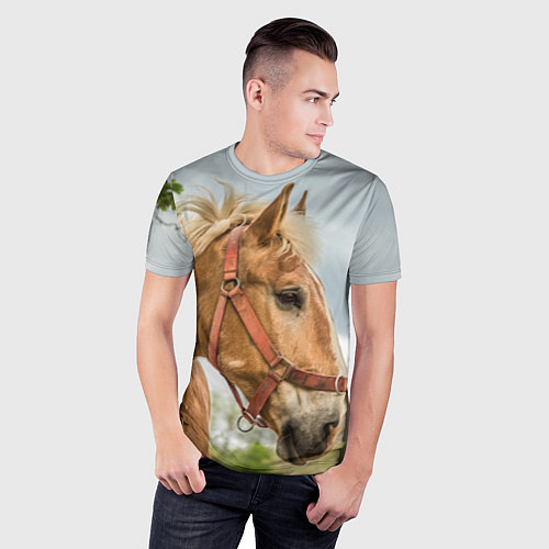 Мужская спорт-футболка Игривая лошадка / 3D-принт – фото 3