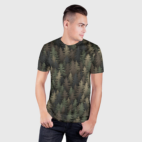 Мужская спорт-футболка Лесной камуфляж / 3D-принт – фото 3