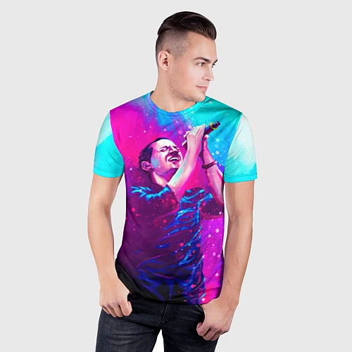 Мужская спорт-футболка Chester Bennington: Colors / 3D-принт – фото 3