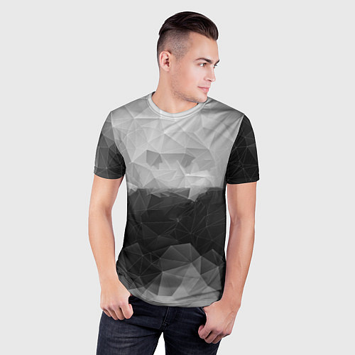 Мужская спорт-футболка Polygon gray / 3D-принт – фото 3