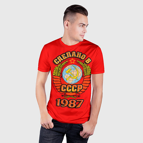 Мужская спорт-футболка Сделано в 1987 СССР / 3D-принт – фото 3