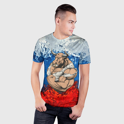 Мужская спорт-футболка Буйвол / 3D-принт – фото 3