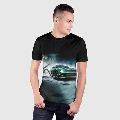 Мужская спорт-футболка Призрачный Ford Mustang / 3D-принт – фото 3