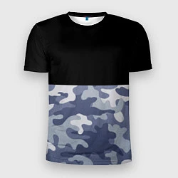 Мужская спорт-футболка Камуфляж: черный/голубой