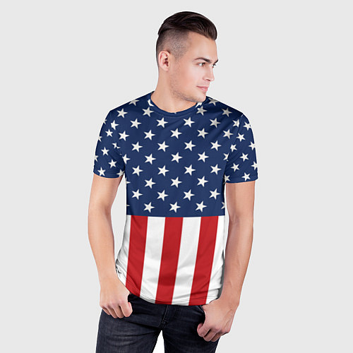 Мужская спорт-футболка Флаг США / 3D-принт – фото 3