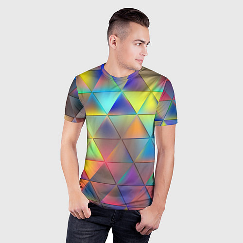 Мужская спорт-футболка Разноцветные треугольники / 3D-принт – фото 3