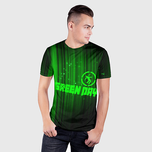 Мужская спорт-футболка Green Day лучи / 3D-принт – фото 3