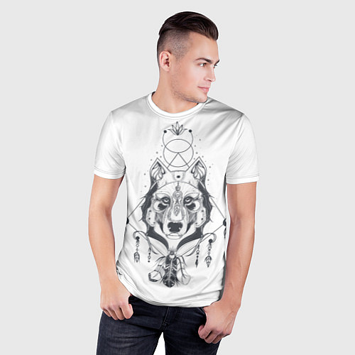 Мужская спорт-футболка Этно волк / 3D-принт – фото 3