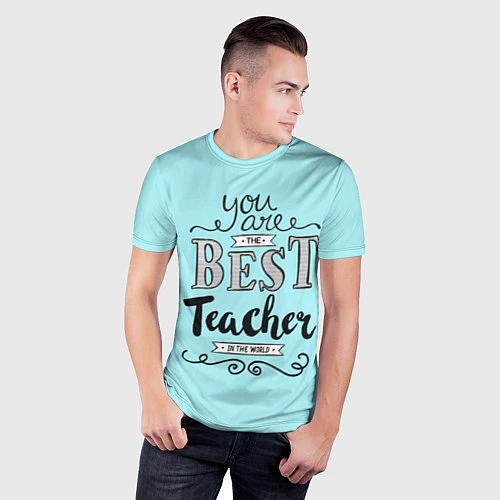 Мужская спорт-футболка Лучший учитель / 3D-принт – фото 3